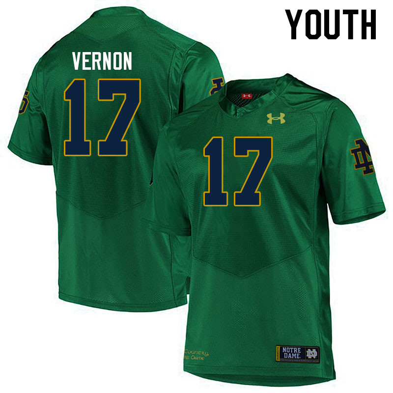 Youth #17 Brenan Vernon Notre Dame Fighting Irish College Football Jerseys Stitched Sale-Green